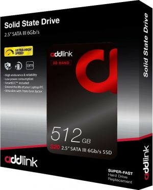 Addlink S20 3D Nand SSD 512GB Sata III SSD (Read Speed 550MB/s)